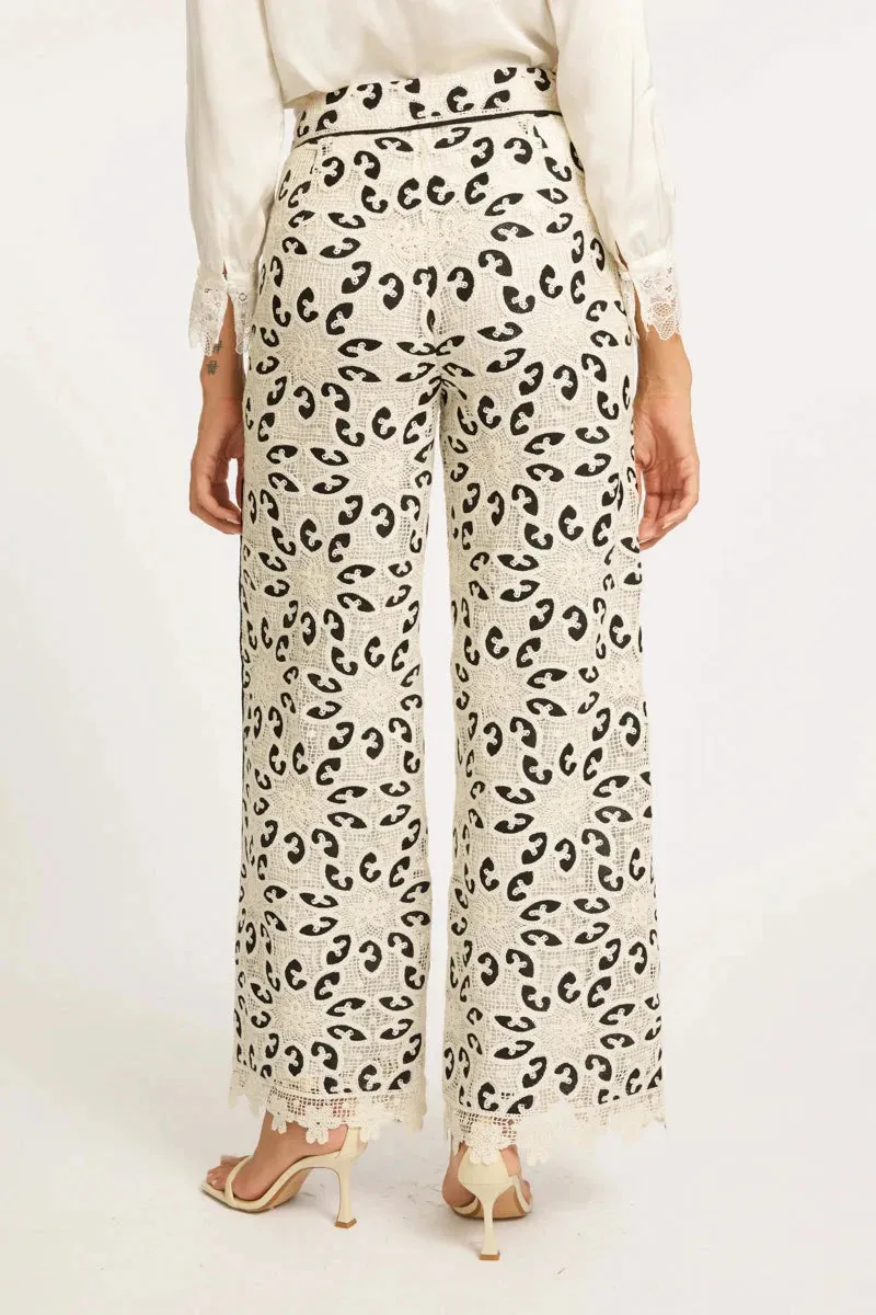 Celina Ivory Black Lace Pant by Caballero