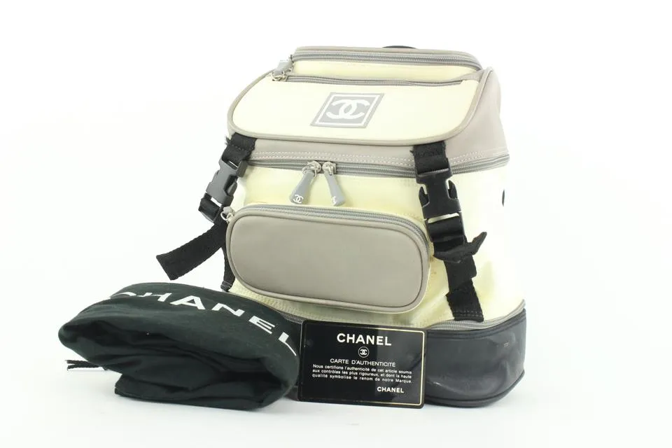 Chanel Grey Black CC Logo Sports Backpack 322cas517