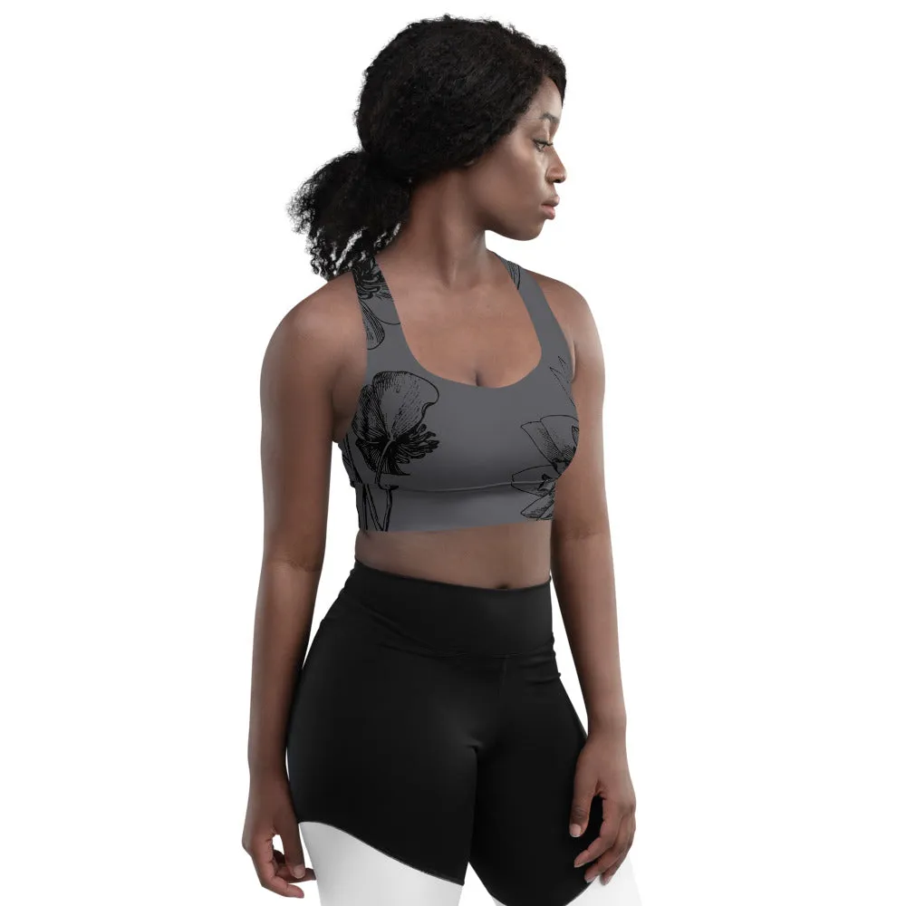 Charcoal Floral Sports bra
