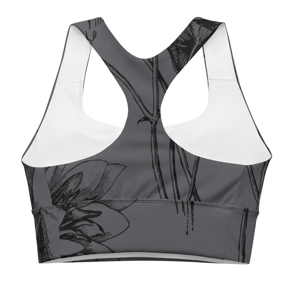 Charcoal Floral Sports bra