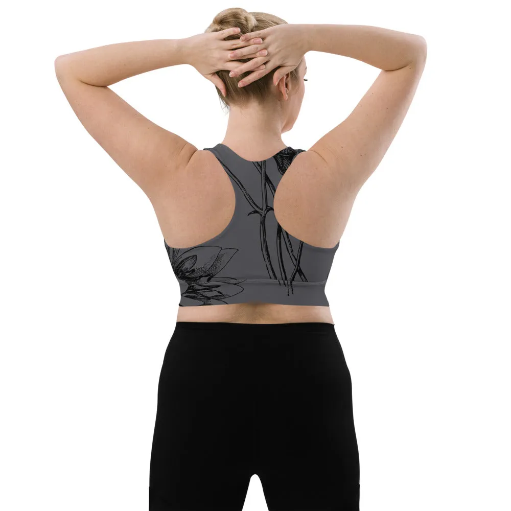 Charcoal Floral Sports bra