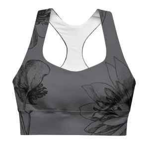 Charcoal Floral Sports bra