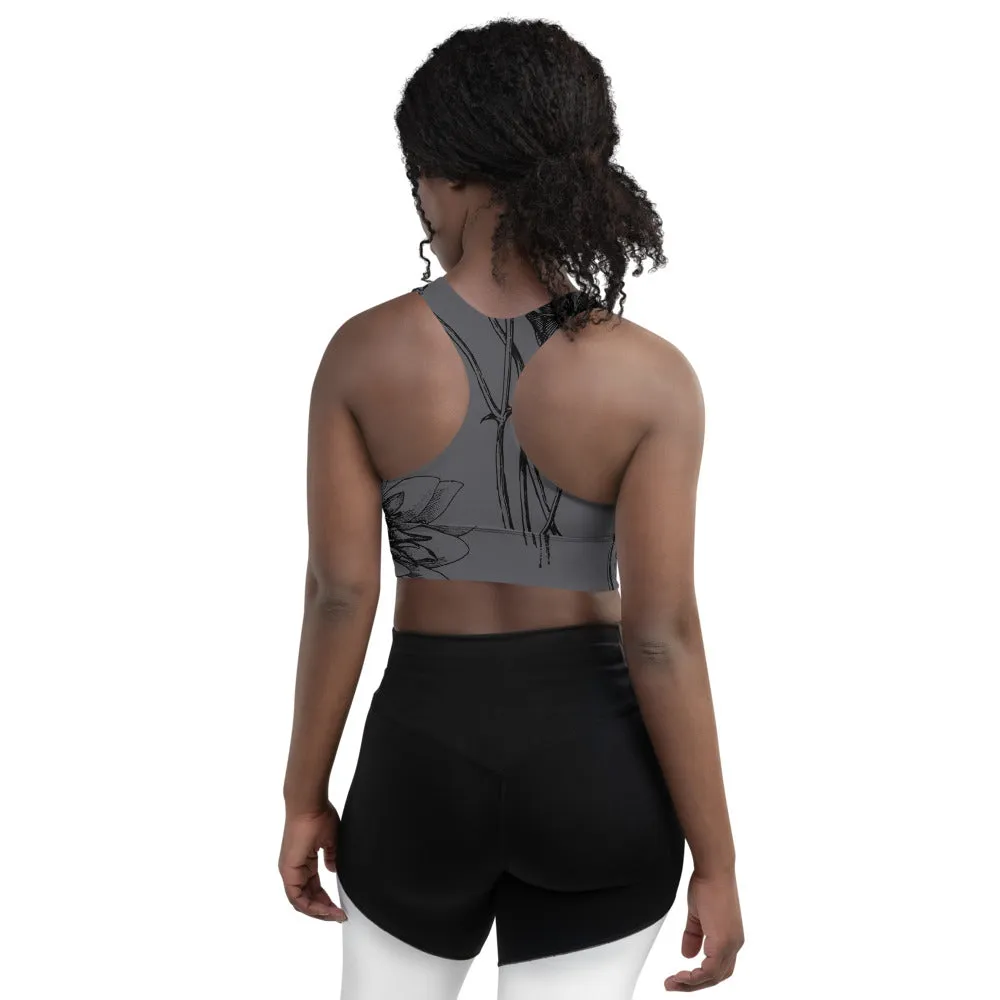 Charcoal Floral Sports bra