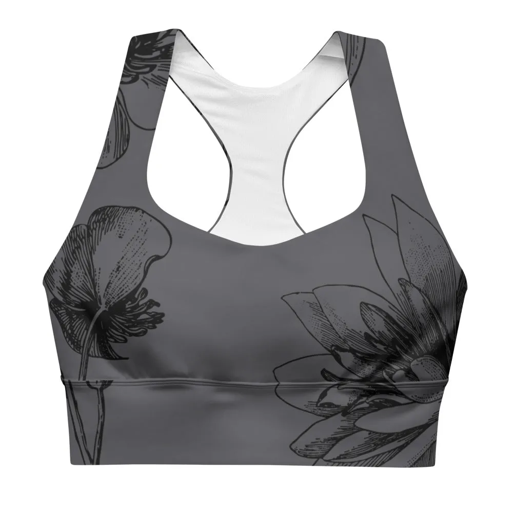 Charcoal Floral Sports bra