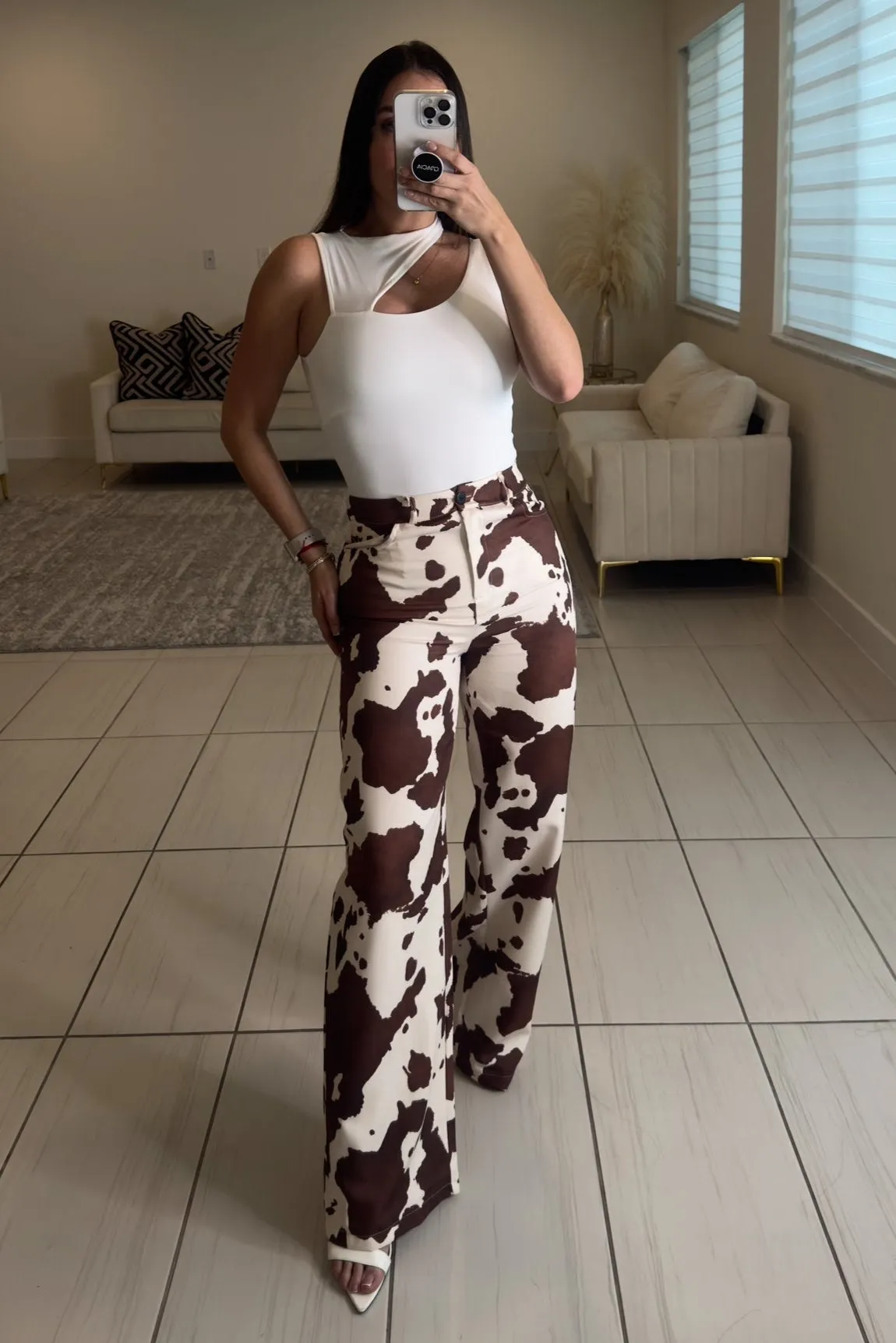 Charm of Cow Print Pants