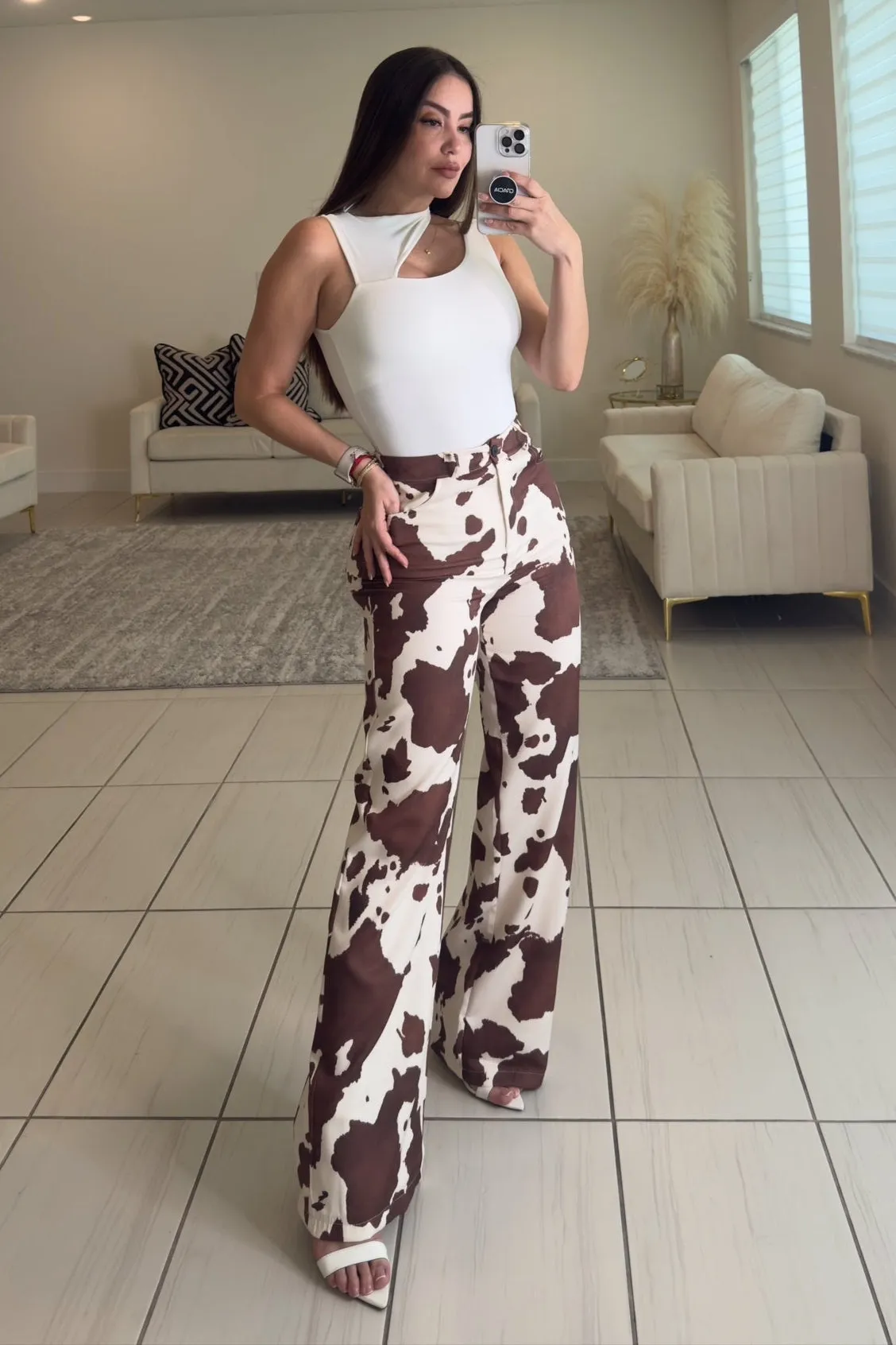 Charm of Cow Print Pants