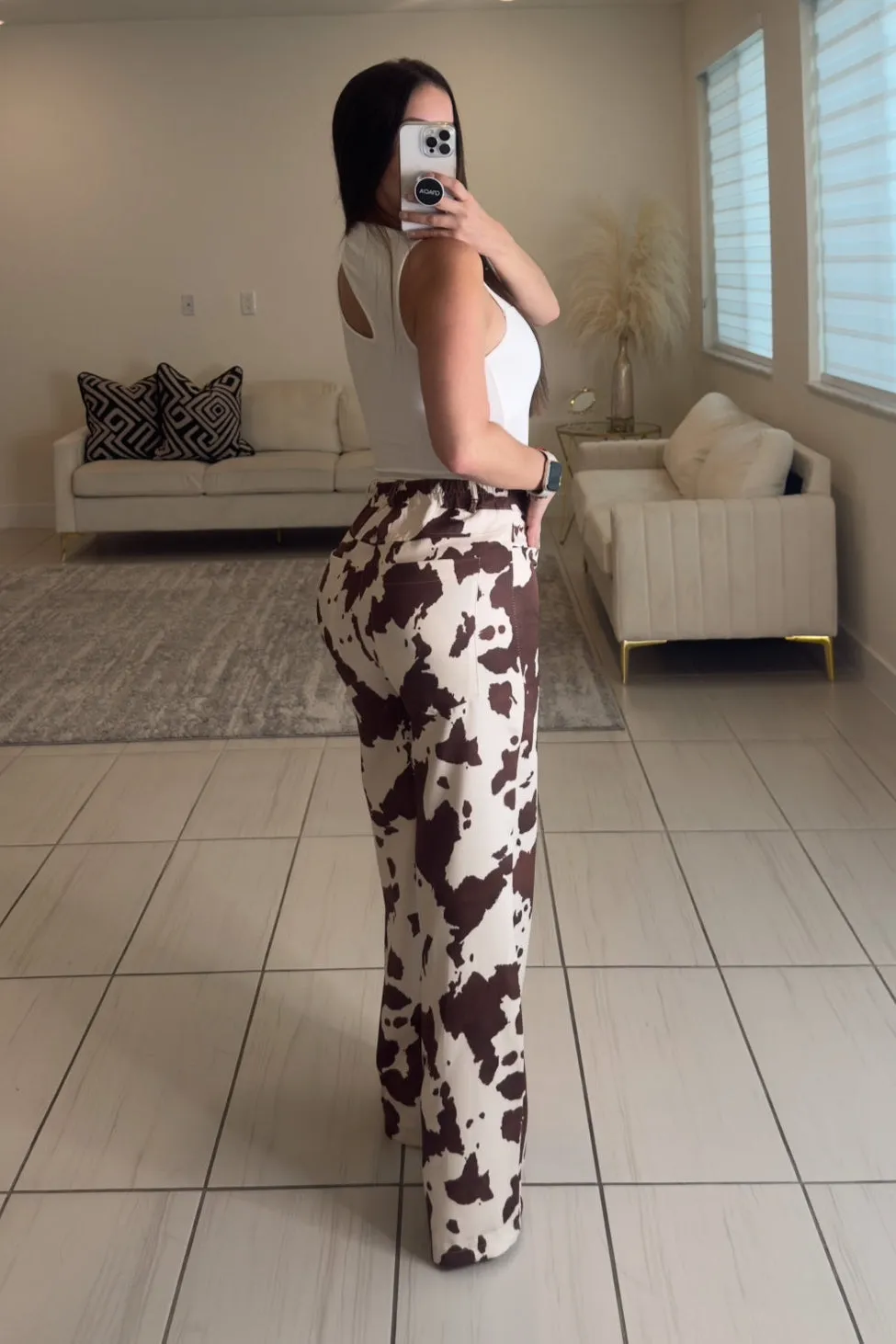 Charm of Cow Print Pants