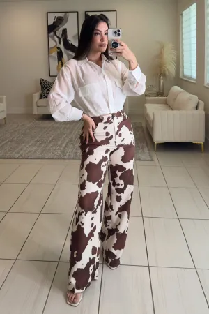 Charm of Cow Print Pants