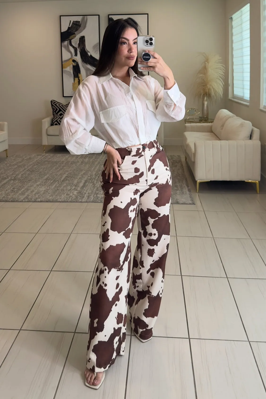 Charm of Cow Print Pants