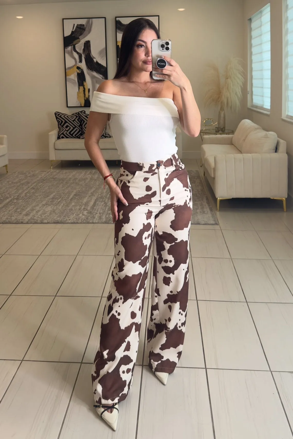 Charm of Cow Print Pants