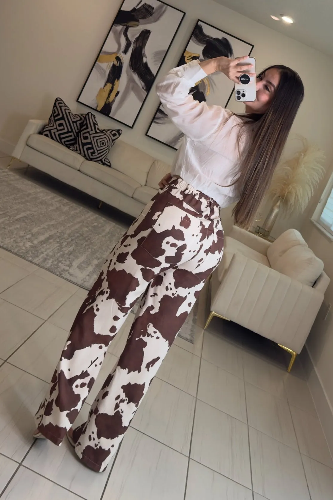 Charm of Cow Print Pants