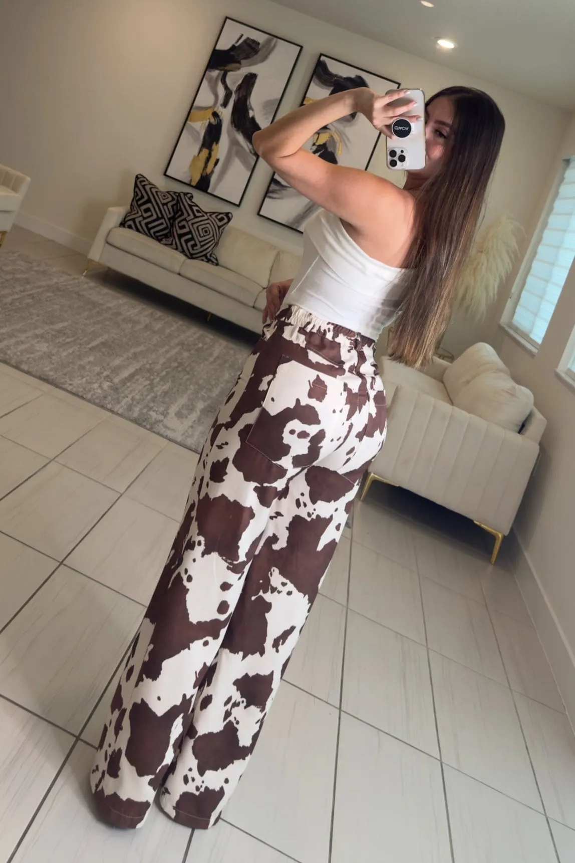 Charm of Cow Print Pants