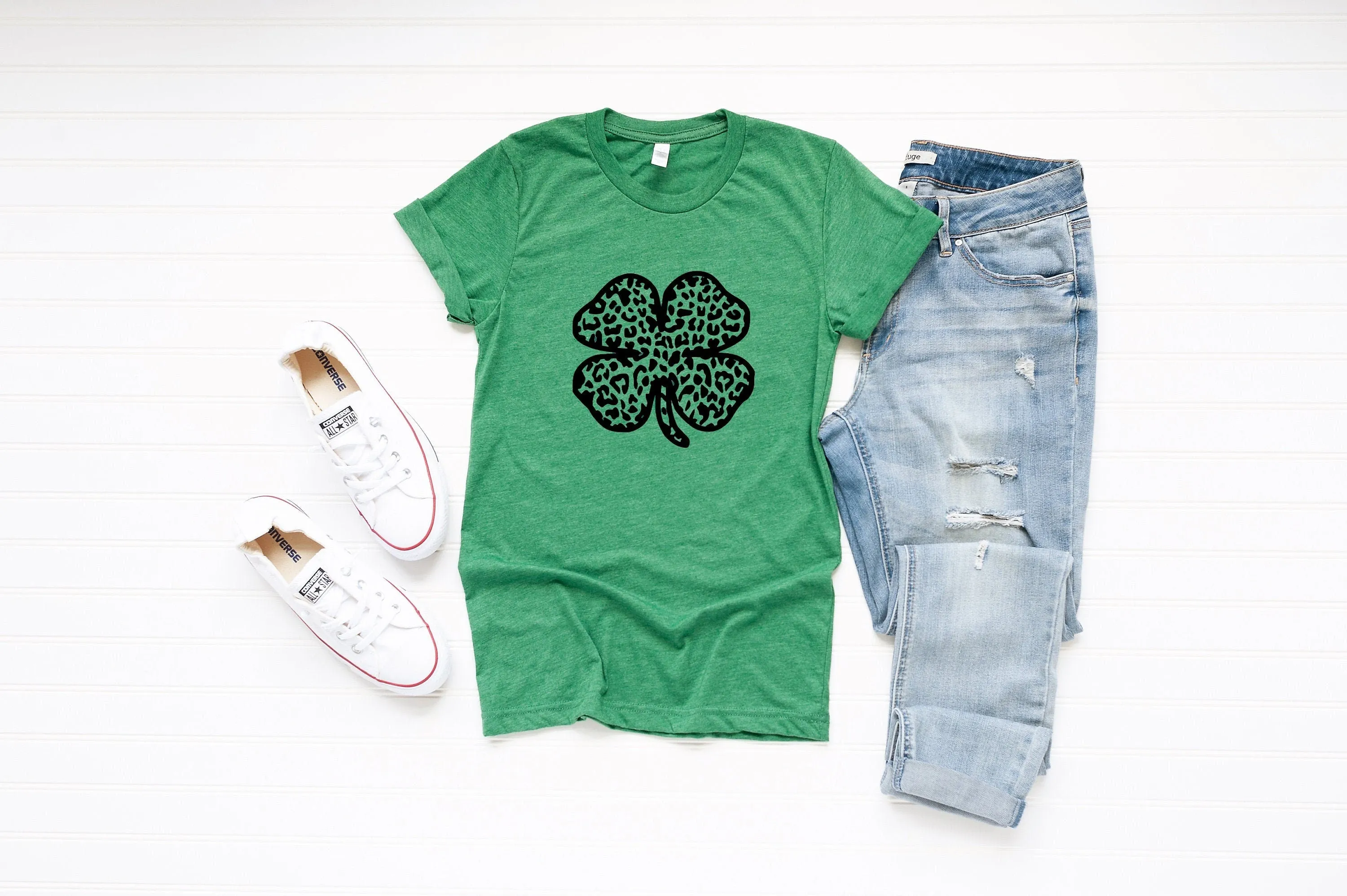 Cheetah Buffalo Plaid Shamrock T-Shirt