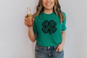 Cheetah Buffalo Plaid Shamrock T-Shirt