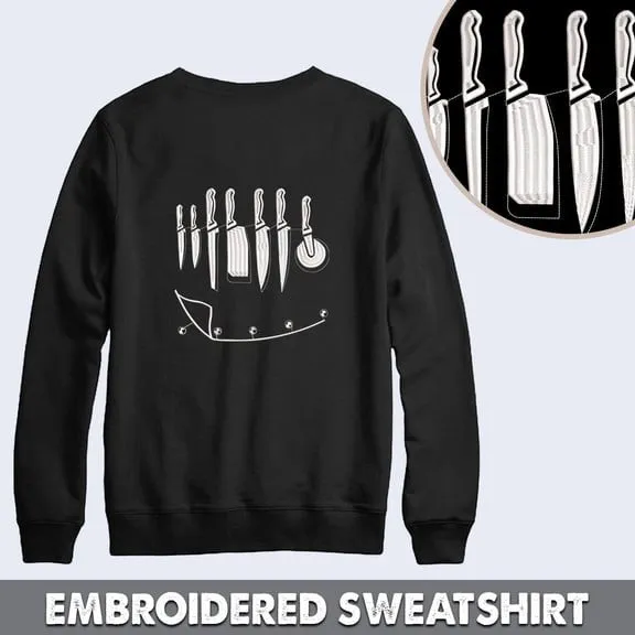 Chef Knives Design Embroidered Sweatshirt, Hoodie