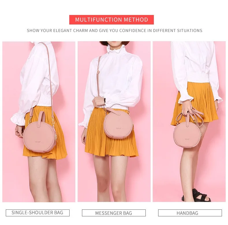 Circular Design Women  Leather Handbag