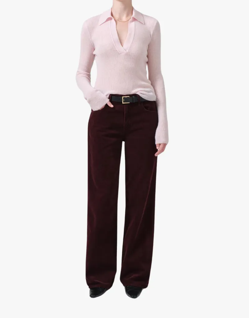 Citizens of Humanity Annina High Rise Wide Leg 30" Pants in Bordeaux