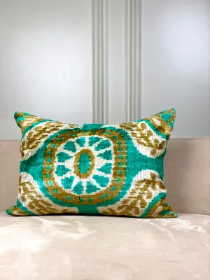 Classic Celadon Medallion Lumbar Pillow Cover