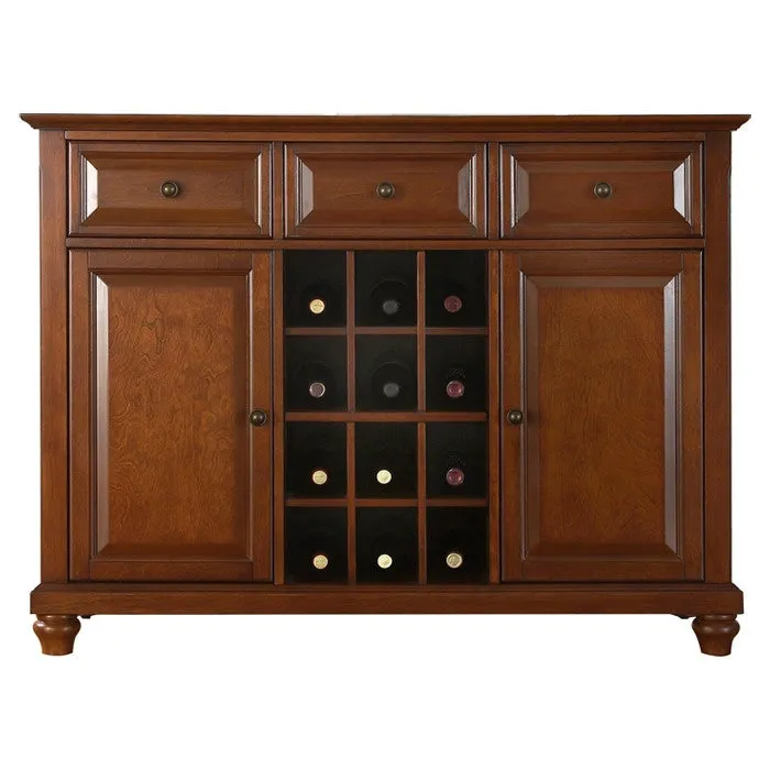 Classic Cherry Wood Finish Dining Room Sideboard Buffet with Wine Storage