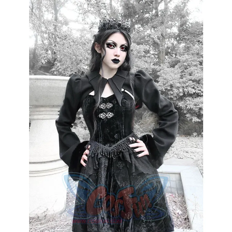Classic Gothic Woolen Bat Collar Dark Style Coat