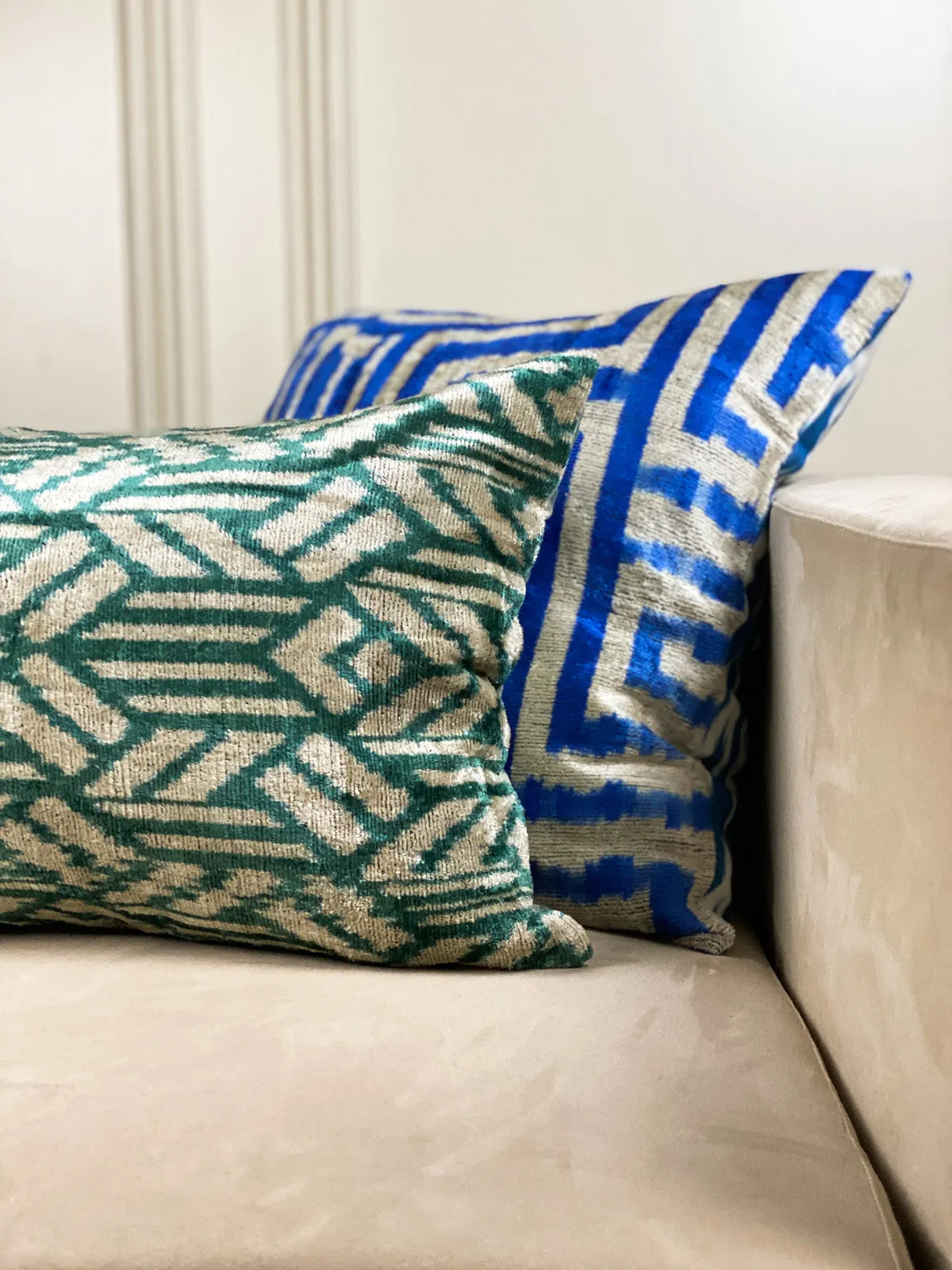 Classic Indigo Greek Key Square Pillow Cover