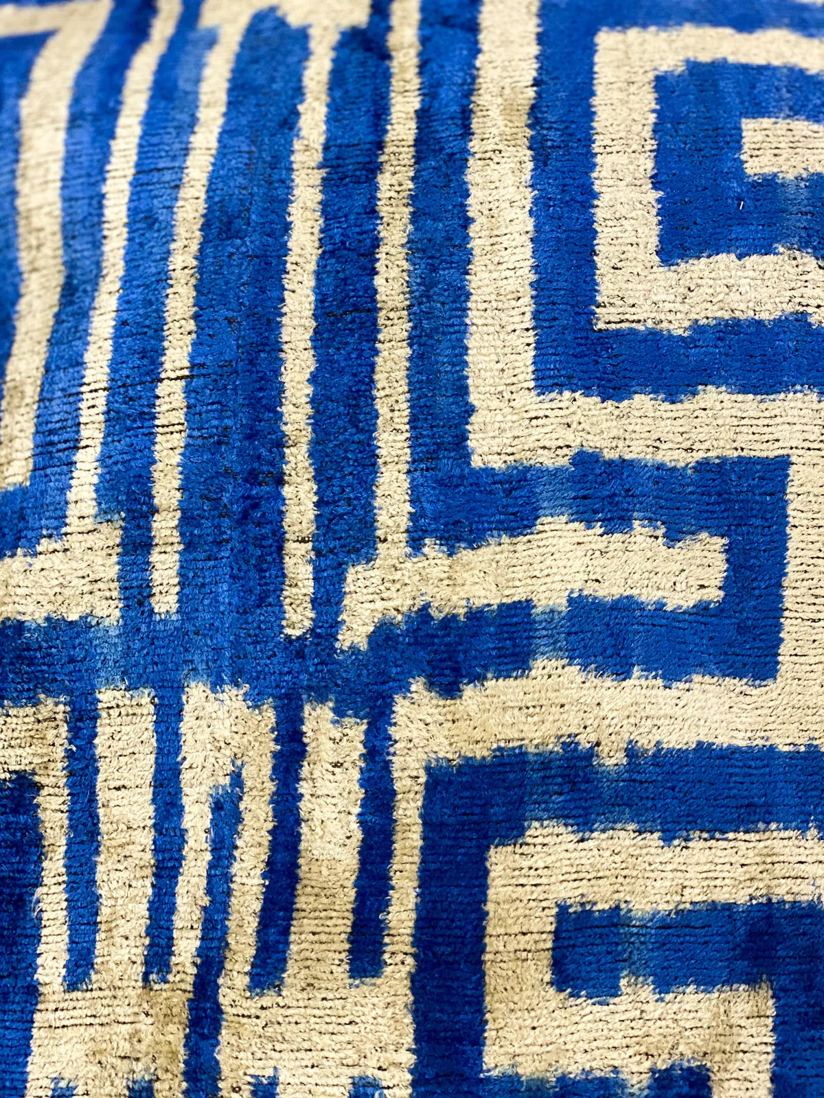 Classic Indigo Greek Key Square Pillow Cover