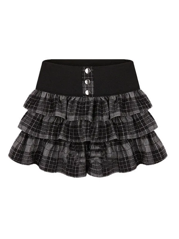 Clearance - black plaid scholarly skirt