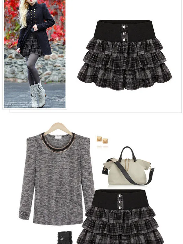 Clearance - black plaid scholarly skirt