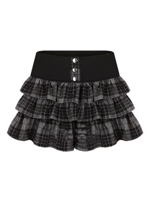 Clearance - black plaid scholarly skirt