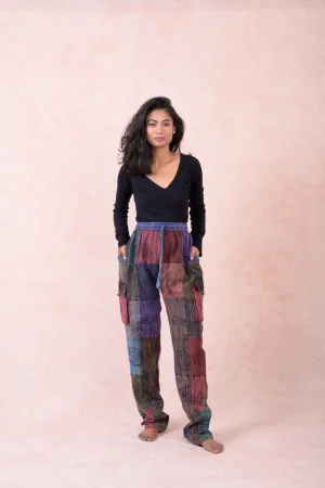 Color Patch Tie-Waist Pants