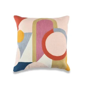 Colorful Geometry Embroidered Wool Throw Cushion Cover