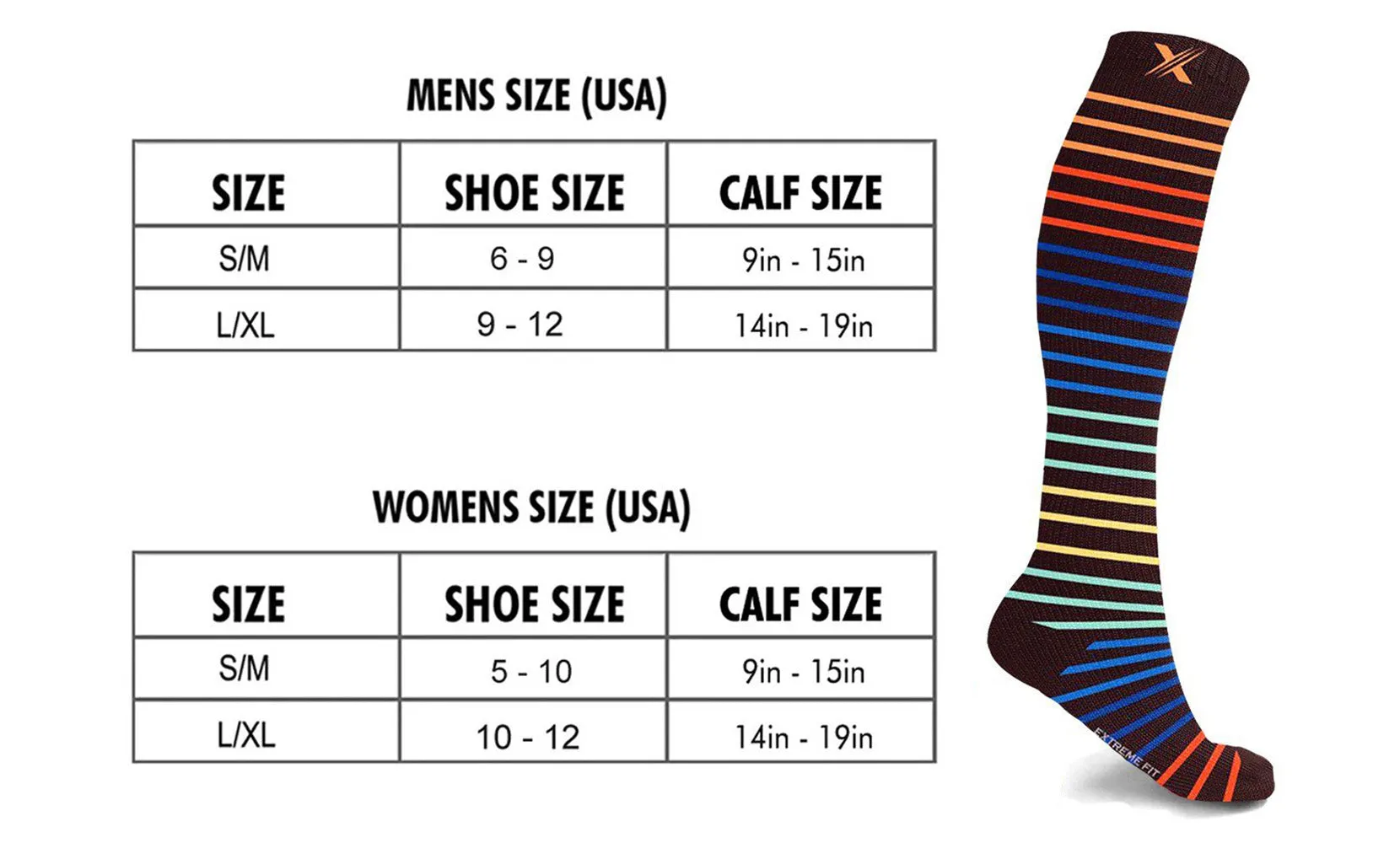 Colorful Knee High Compression Socks (3-Pairs)