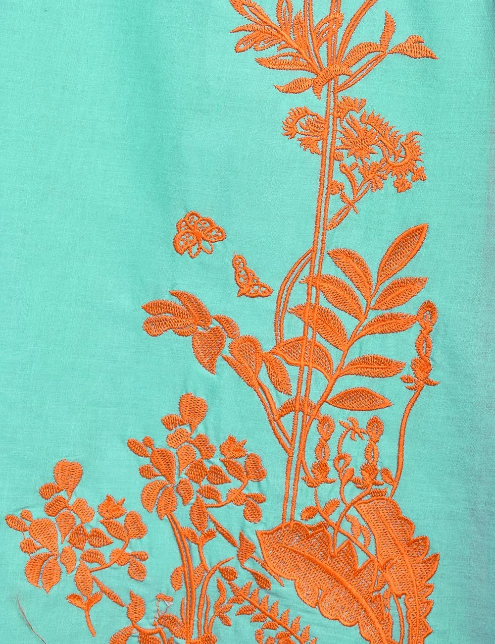 Cotton Embroidered Stitched Kurti - Eccentric Ripples (TS-045A-SeaGreen)
