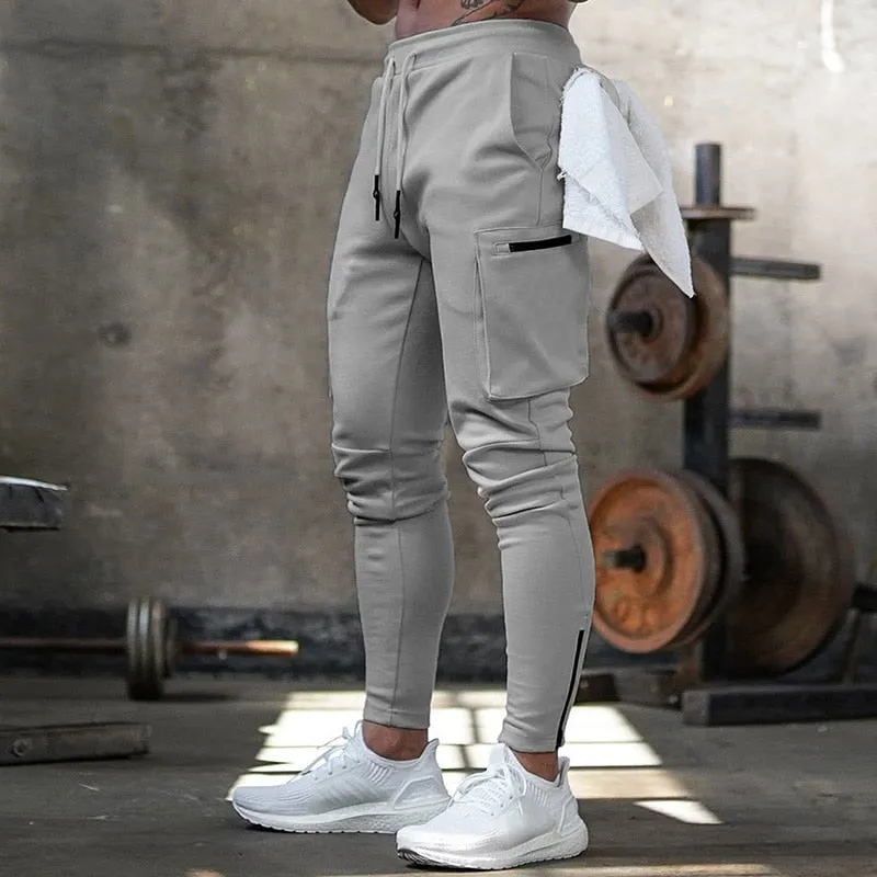 Cotton Multi Zipper Pockets Taper Pants