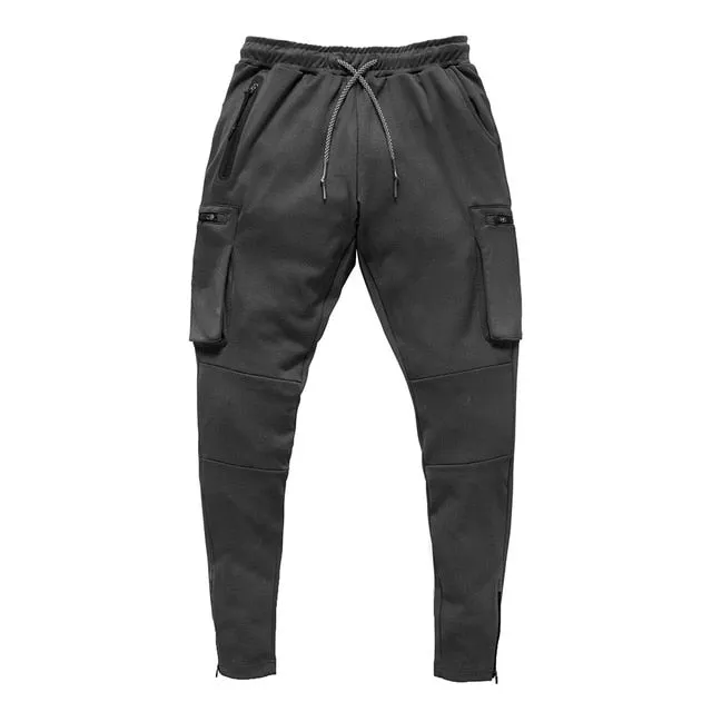 Cotton Multi Zipper Pockets Taper Pants