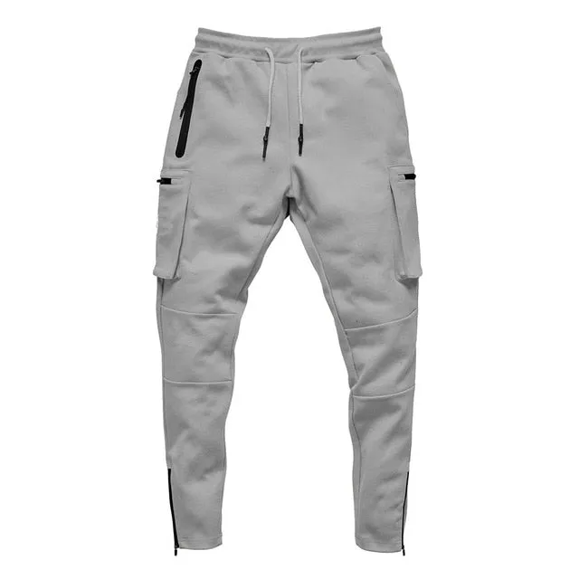 Cotton Multi Zipper Pockets Taper Pants