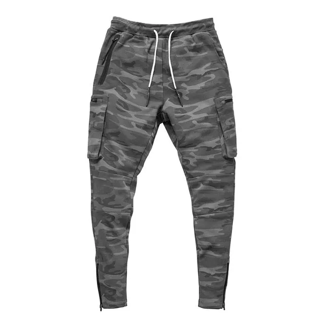 Cotton Multi Zipper Pockets Taper Pants