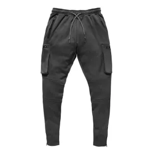 Cotton Multi Zipper Pockets Taper Pants