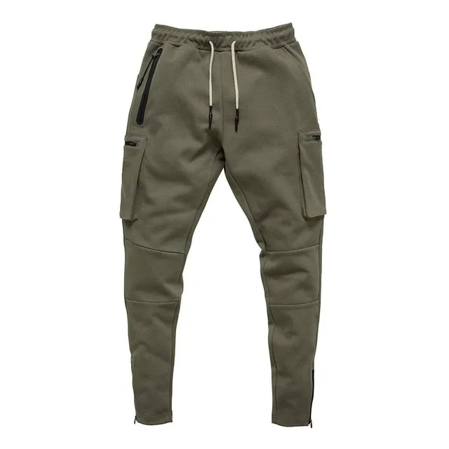 Cotton Multi Zipper Pockets Taper Pants