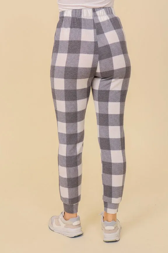 Cozy Plaid Print Jogger Pants* - Final Sale