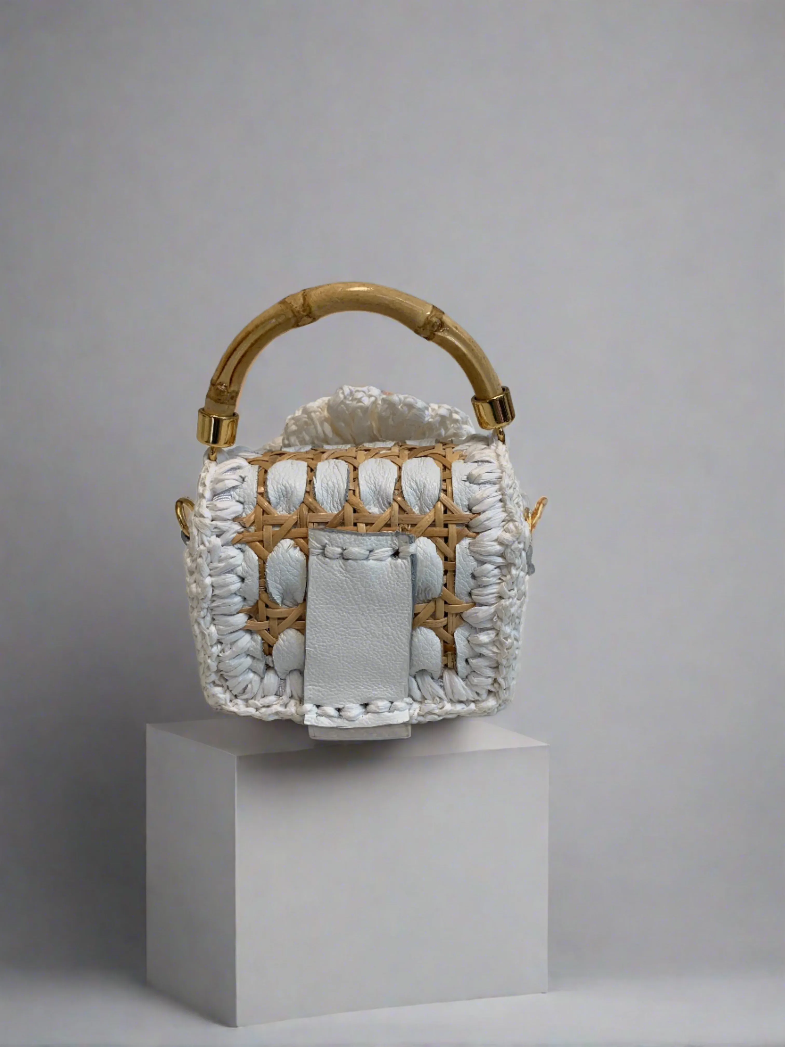 Crochet Flower Mini Bag in White