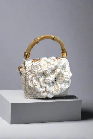 Crochet Flower Mini Bag in White