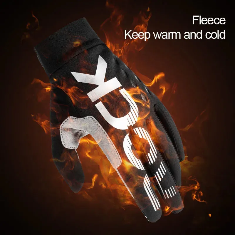 Cycling Gloves - Touch Screen Waterproof MTB Bike Gloves, Thermal Warm for Winter & Autumn Sports