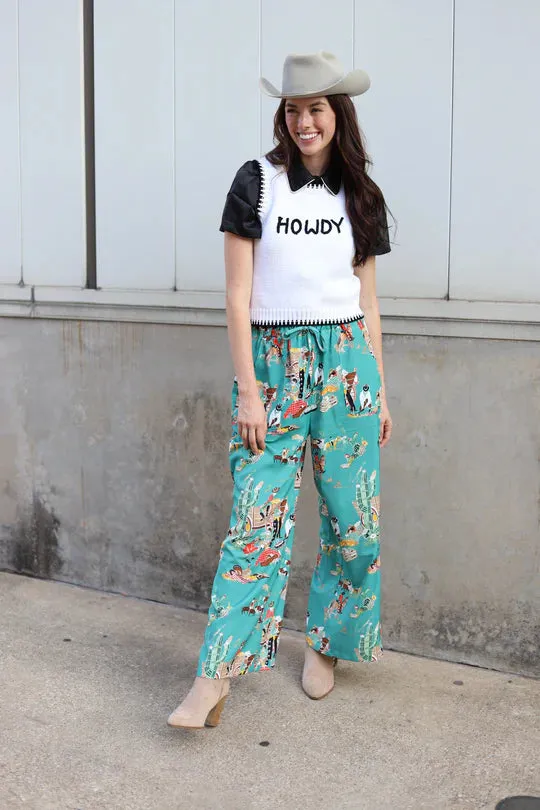 Dally Turquoise Wagon Pants