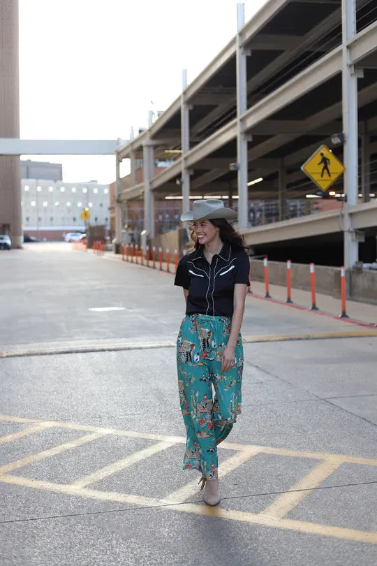 Dally Turquoise Wagon Pants
