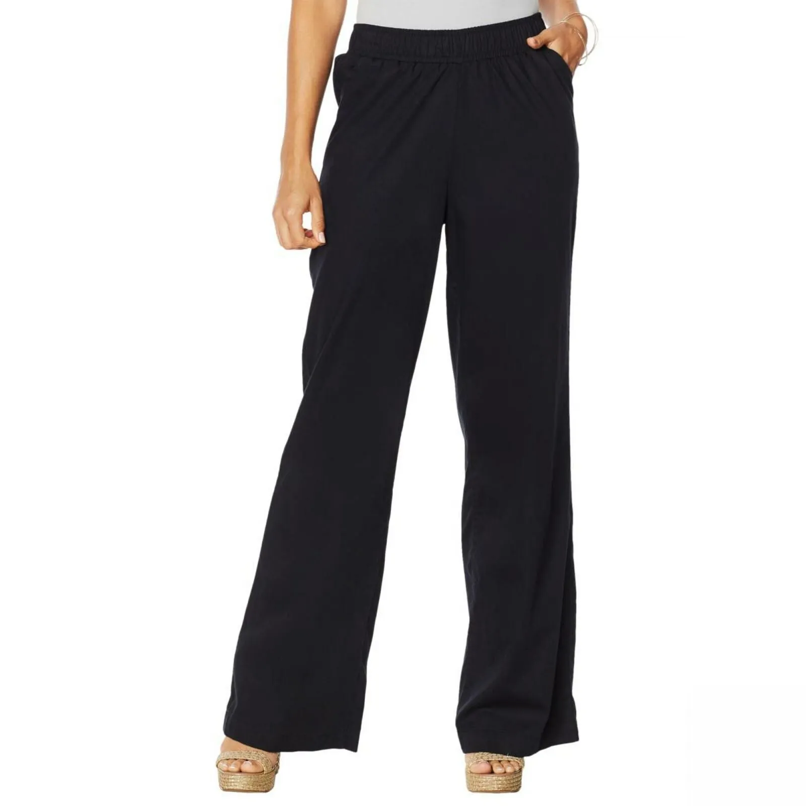 DG2 by Diane Gilman Women's Softcell Denim Wide Leg Pants Black XS