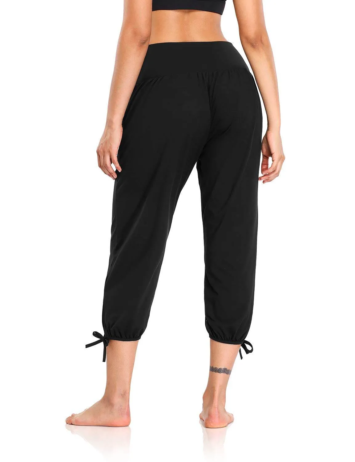 DIBAOLONG Womens Yoga Pants Capri Loose Workout Sweatpants Comfy Lounge Joggers with Pockets Black XL