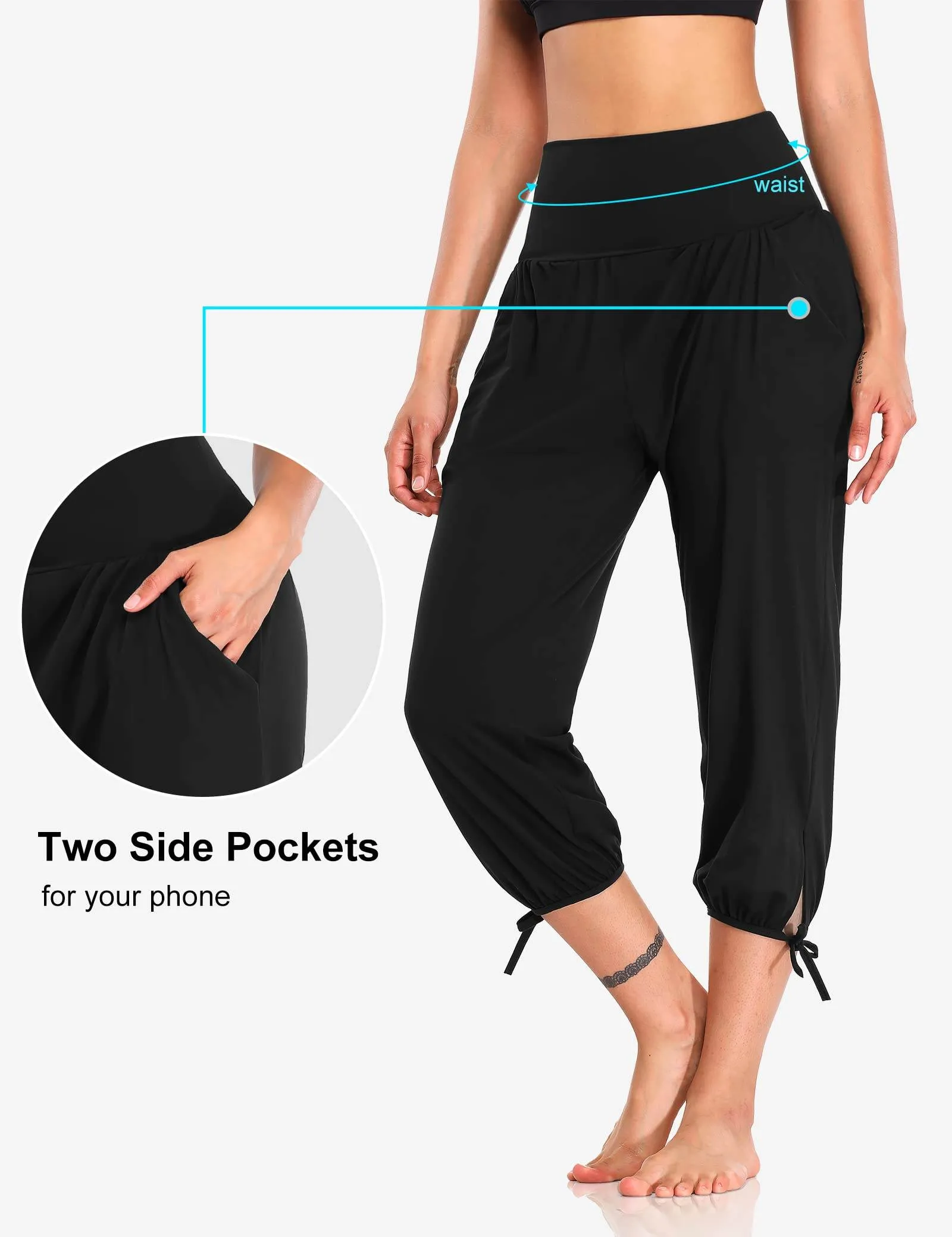 DIBAOLONG Womens Yoga Pants Capri Loose Workout Sweatpants Comfy Lounge Joggers with Pockets Black XL