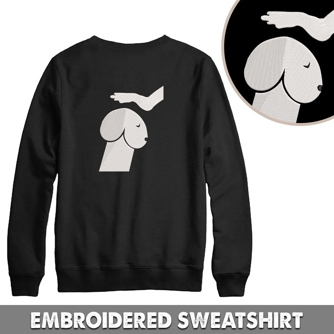 Dog And Hand Embroidered Hoodie, Embroidered Sweatshirt