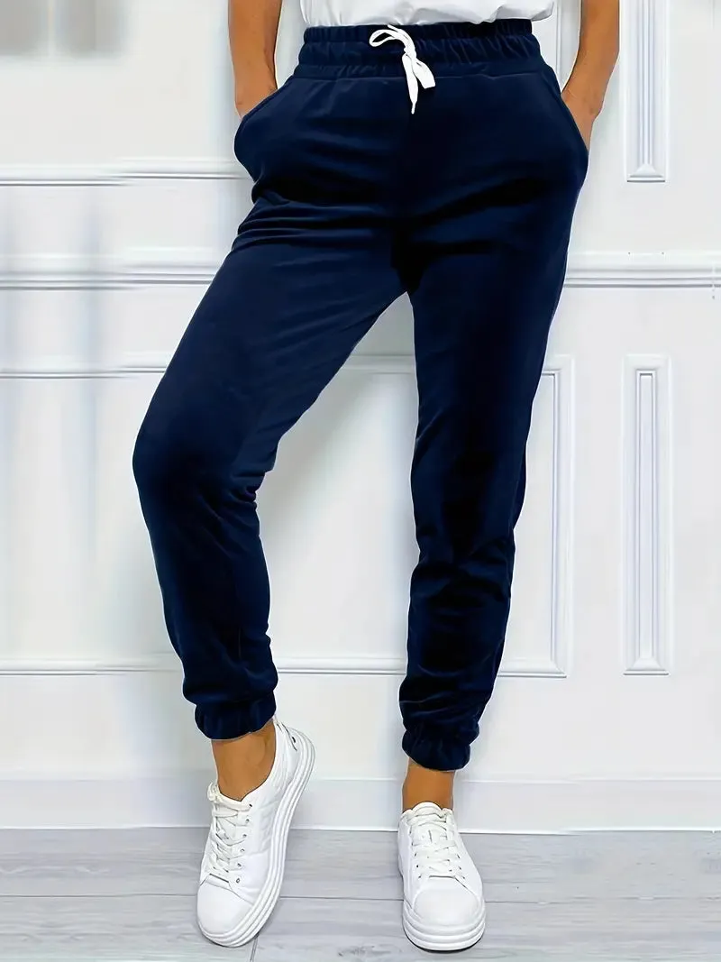 Drawstring Jogger Casual Velvet Pants for Women